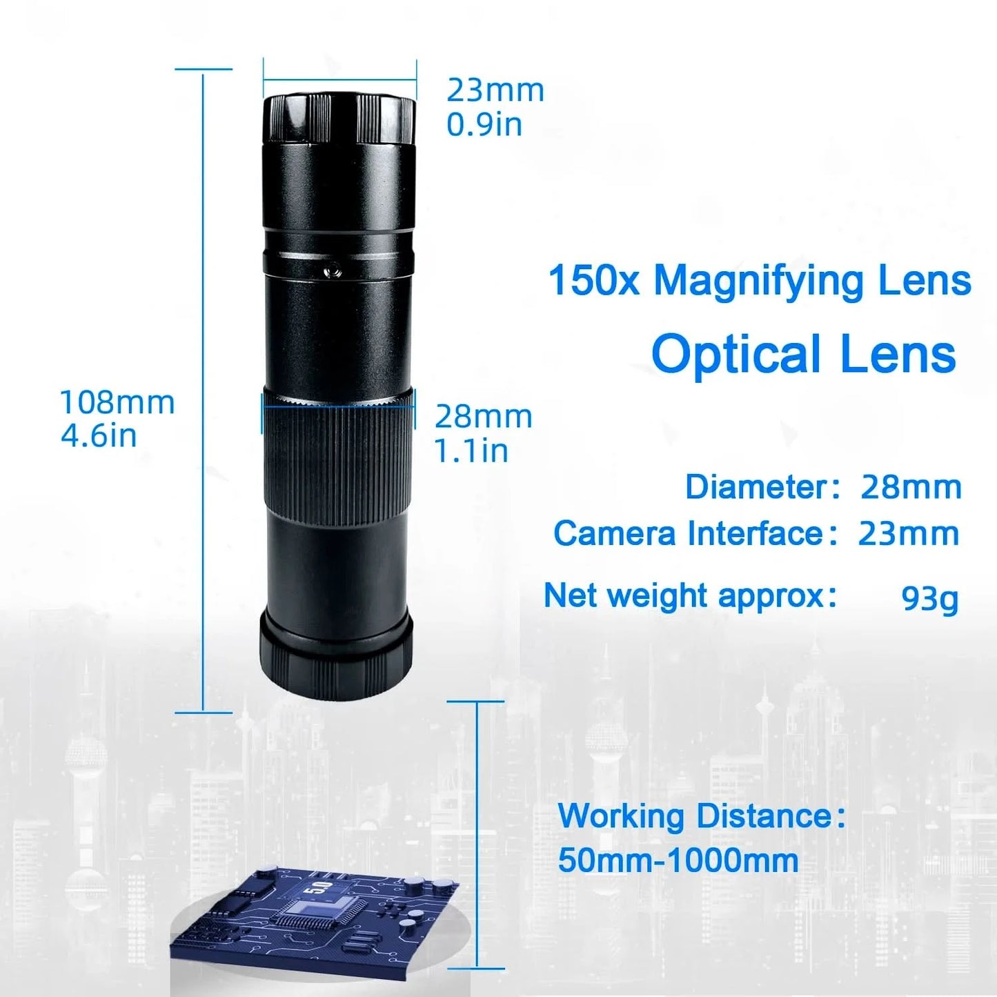 YIZHAN 4K UHD Electron Digital Microscope 1080P 60FPS Video Industrial Welding Camera 150X Lens Folding Stand for PCB Repair