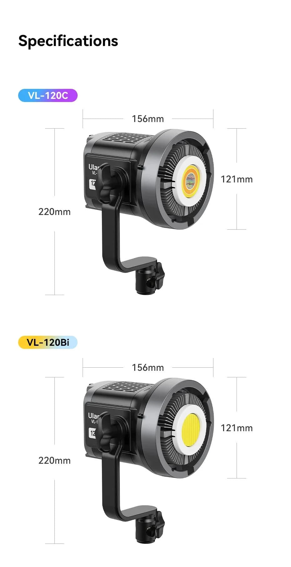 Ulanzi VL-120Bi VL-120C 120W V-Mount Videoleuchte mit kabelloser Steuerung CRI 95+ 2700K-6500K COB Lampe für Innen- und Außenaufnahmen