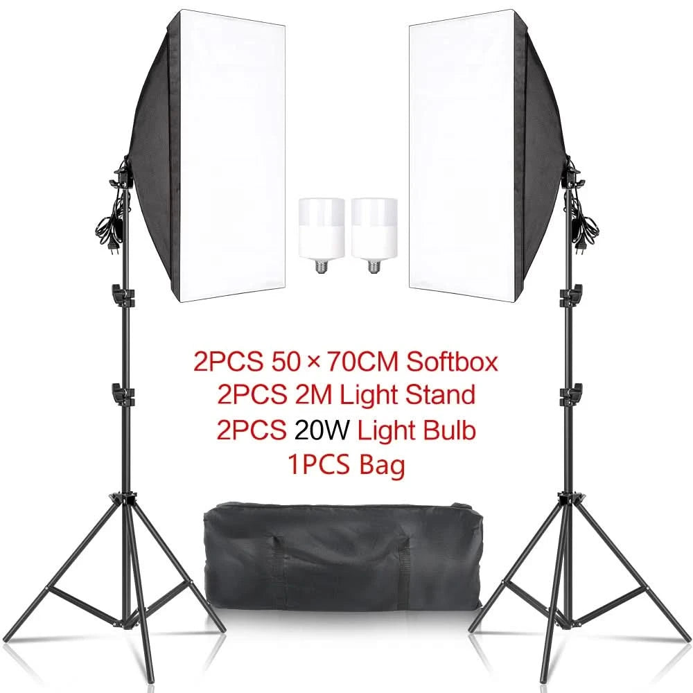 Studio-Kit Foto Softbox Lichtbox Beleuchtung Einzelne Led-Lampe mit Stativ Fotografie Shooting Soft Box Blitz E27 Zubehör