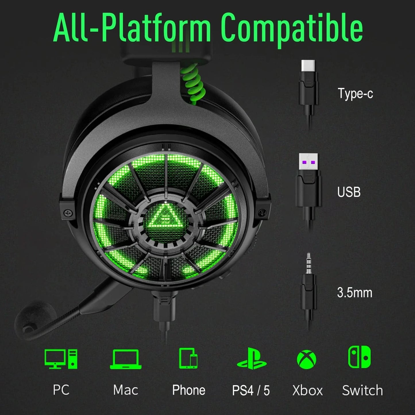 EKSA StarEngine Pro Gaming Headset Gamer 7.1 kabelgebundenes Over-Ear-Headset mit ENC-Mikrofon und Geräuschunterdrückung für PC/PS4/PS5/Xbox