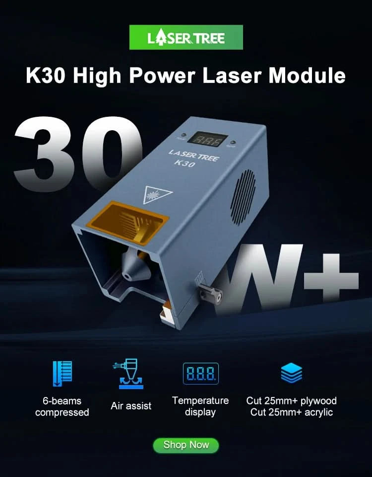 LASER TREE Laser Module 10W/20W/30W/40W Optical Power with Air Assist Laser Head TTL Blue Light for Engraver Cutting Wood Tools