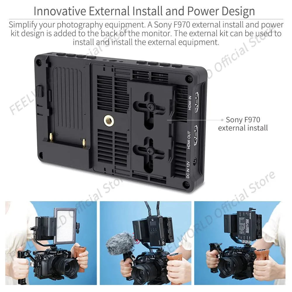 FEELWORLD F5 Pro V4 6 Zoll DSLR-Kamera-Feldmonitor Touchscreen 3D LUT FHD1920 1080 4K HDMI Video Fokusassistent für Gimbal