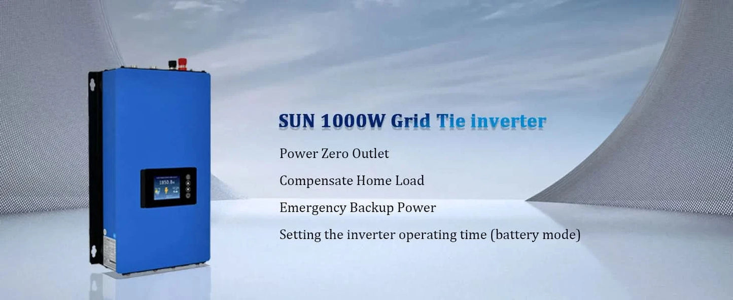 Y&H MPPT Solar Grid Tie Inverter 1000W On Grid Inverter with Limiter Sensor for 36V 48V 60V 72V Battery (Optional WiFi)
