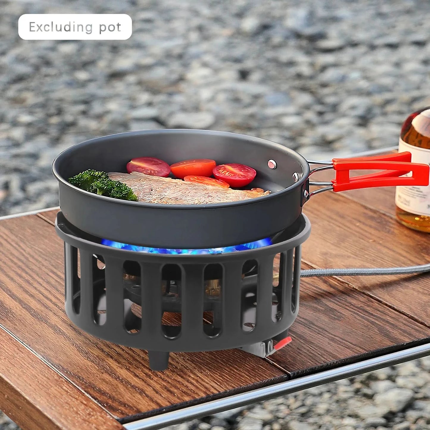 21000W Tragbarer Butan-Campingkocher, Outdoor-Brenner mit 2 Adaptern, Gaskocher, Propangas-Tragkocher für Braten und Kochen im Freien