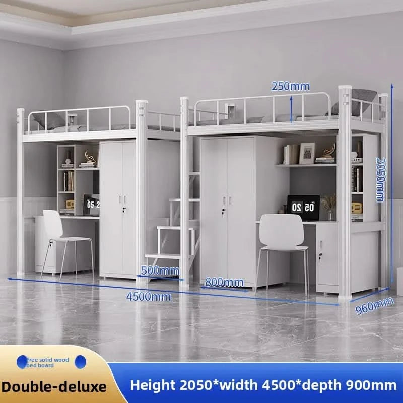 Upper Bed Lower Table Combined Bed College Dormitory Elevated Bed Small Apartment Household Wrought Iron Bed Apartment Bed
