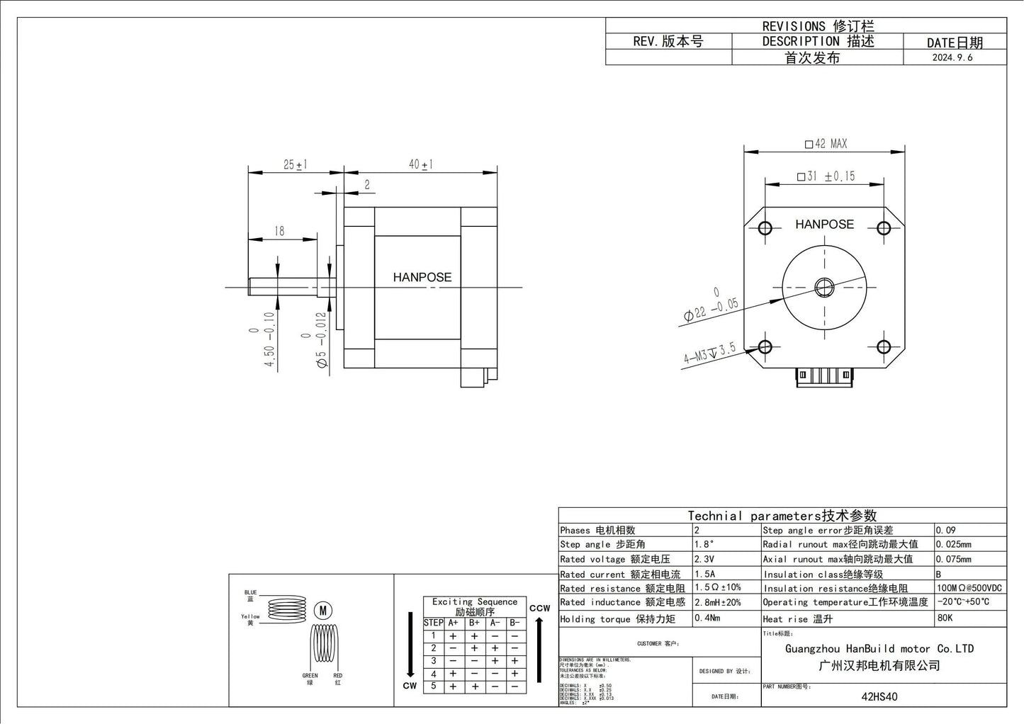Nema17 Schrittmotor 42 motor42BYGH 1.5A (17HS4401) Motor 4-adrig 40mm für CNC 3D-Drucker 12V Schrittmotor