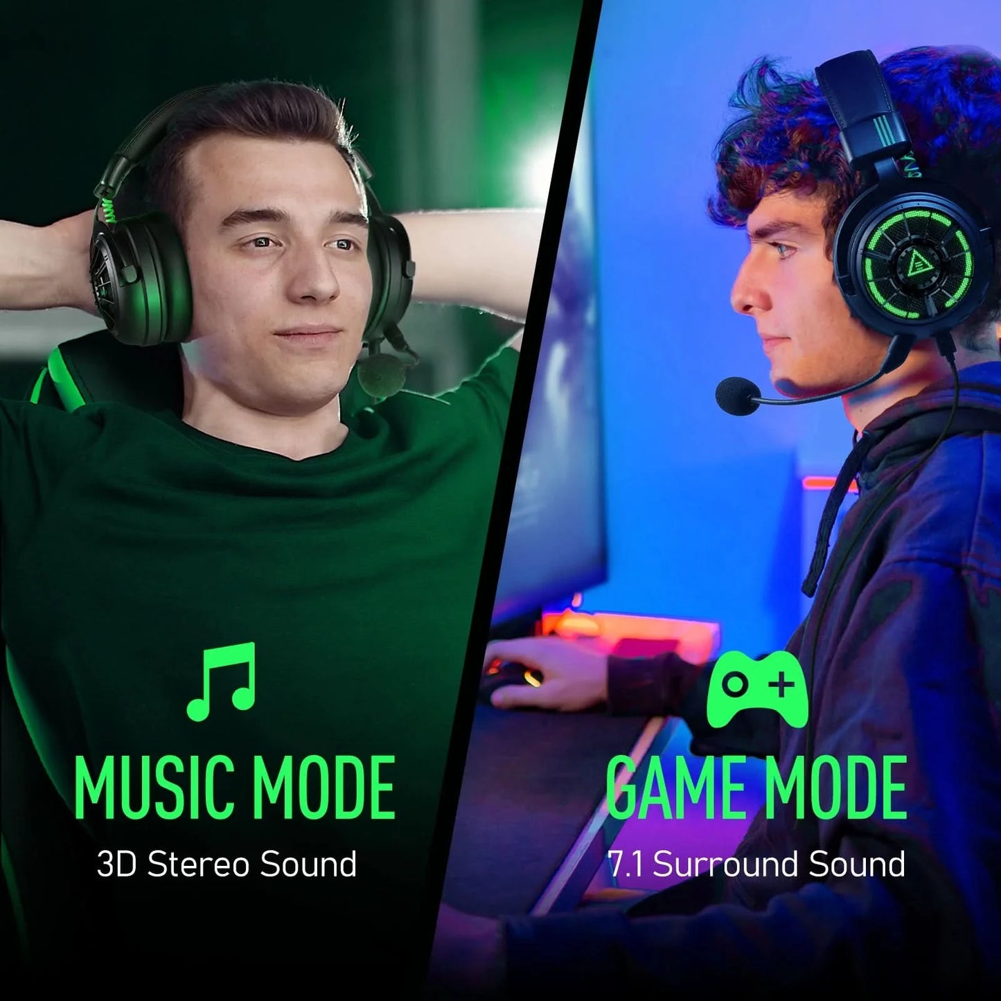 EKSA StarEngine Pro Gaming Headset Gamer 7.1 kabelgebundenes Over-Ear-Headset mit ENC-Mikrofon und Geräuschunterdrückung für PC/PS4/PS5/Xbox