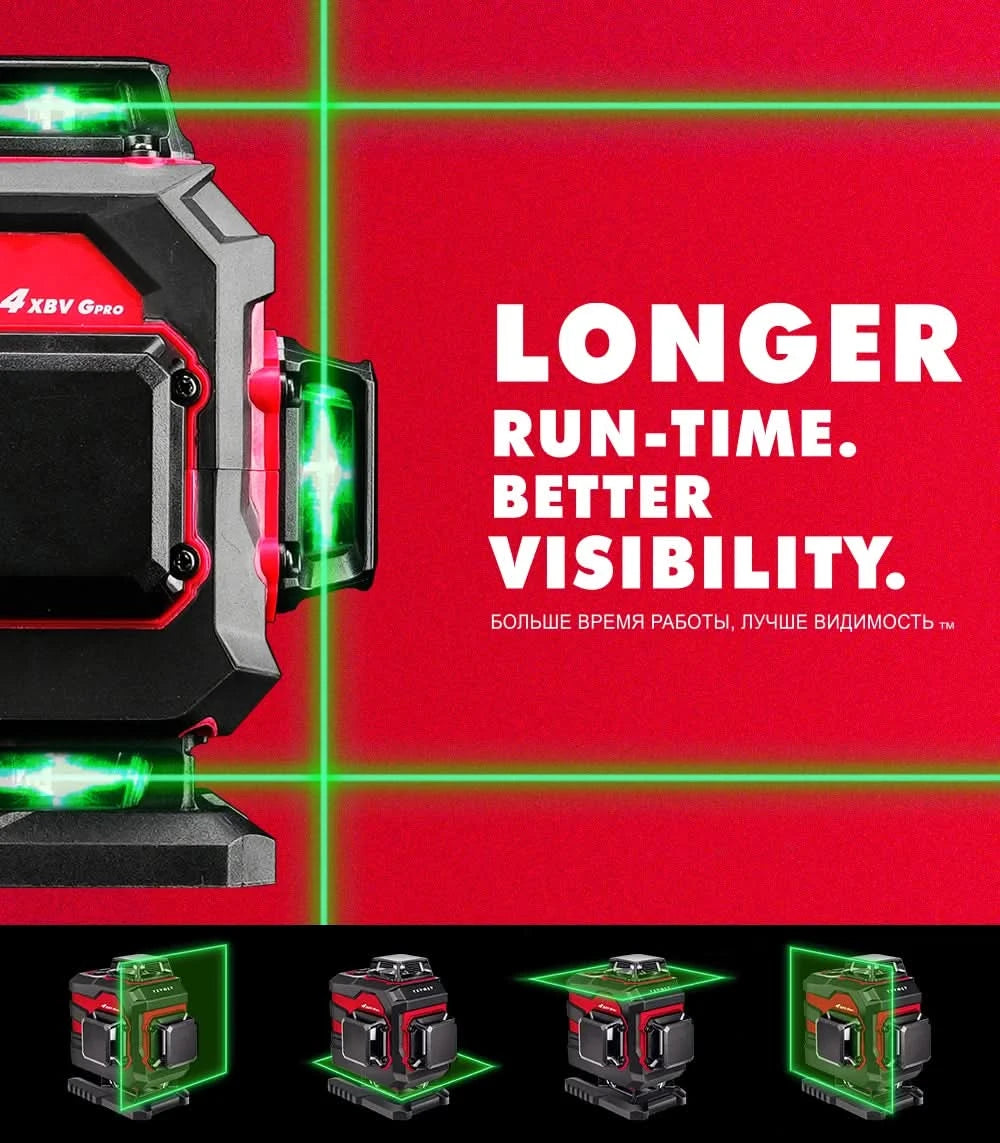 YEVOLT Laser Level Green 12/16-Line 3/4-Plane Self-leveling 360 Horizontal & Vertical Accurate Measuring Tool-YVGLL4XS-Series