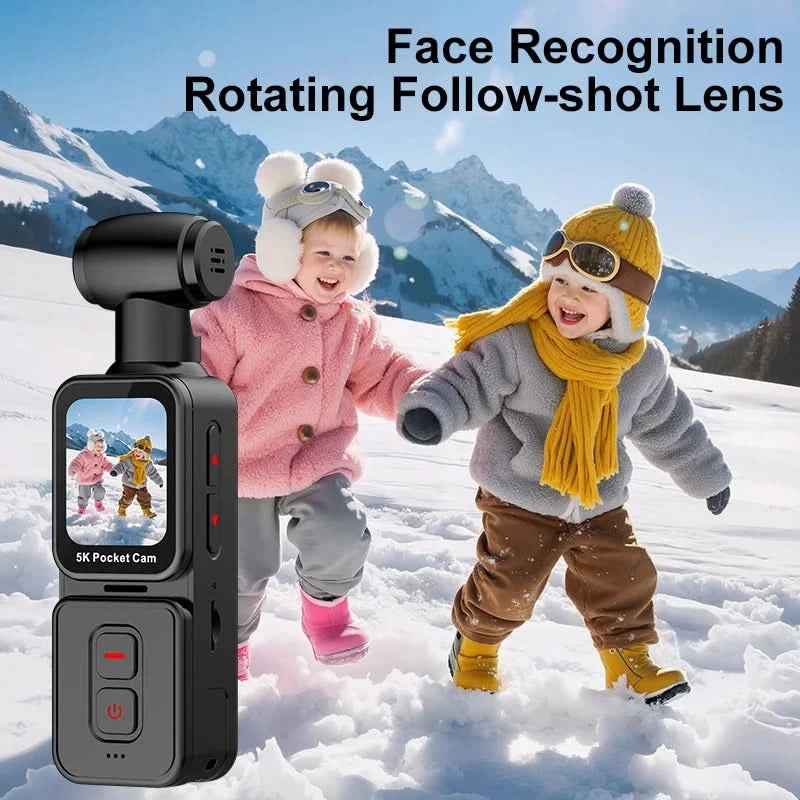 K28 5K Ultra Clear Handheld Action-Kamera 1,69 Zoll Gesichtserkennung Automatische 270°-drehbare Linse Verfolgungsaufnahmen Sport-Daumenkamera