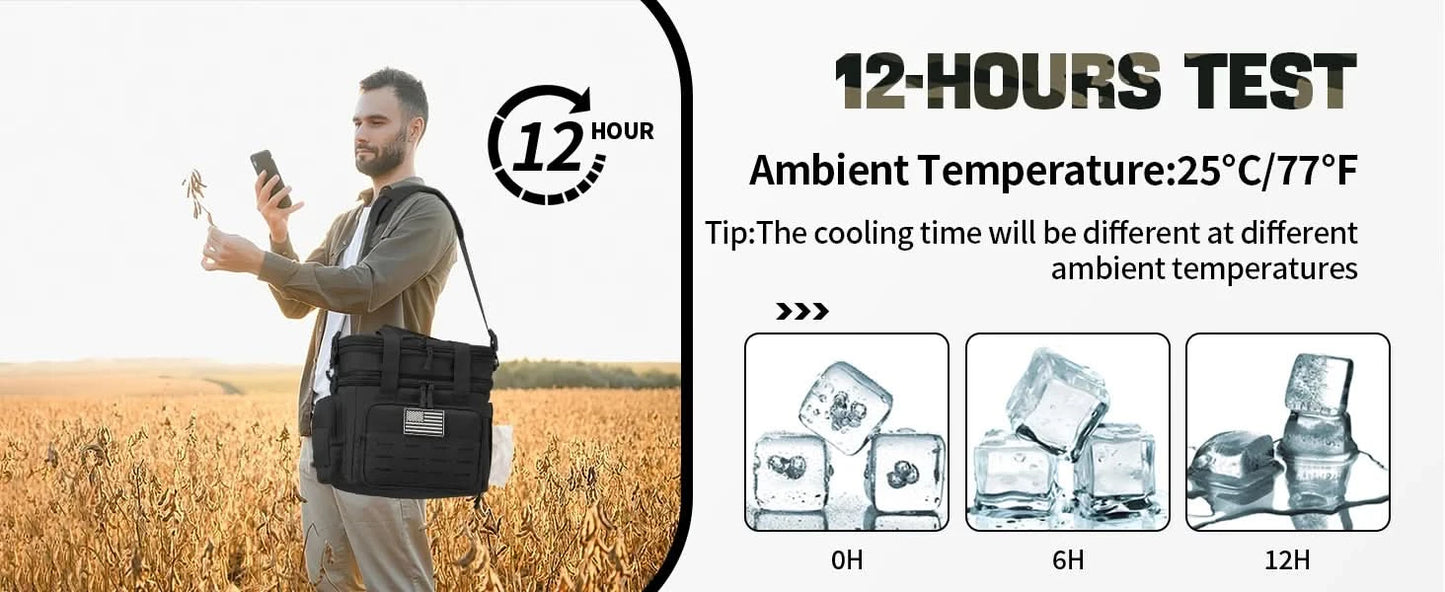 Taktische Brotdose für Herren, erweiterbare taktische Kühltasche, 18 l, auslaufsicher, isoliert, für Arbeit, Camping, Outdoor