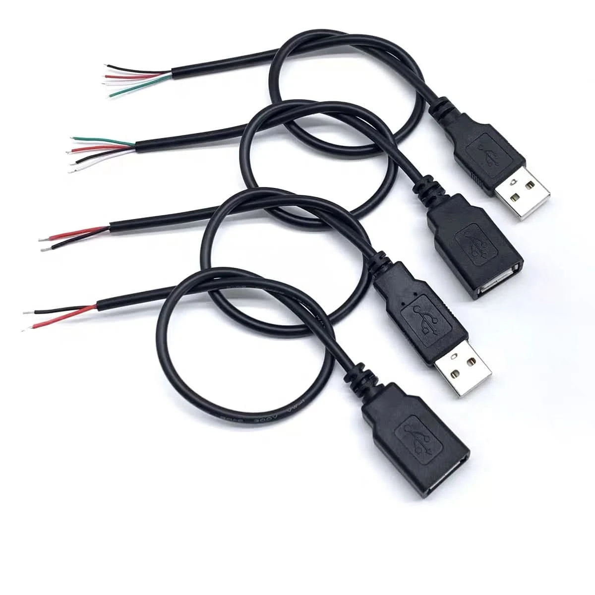 1/5/10pcs 30cm Power Supply Cable 2 Pin USB 2.0 A Female Male 4 Pin Wire Jack Charger Charging Cord Extension Connector DIY 5V
