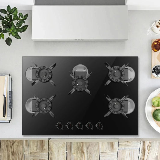 Professional Table Top Smart 5 Burner Built-in Tempered Glass Gas Stoves for Home Kitchens