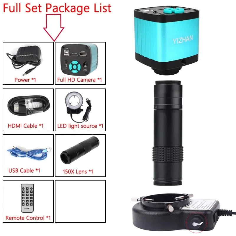 1080P 4K HD Industrial Microscope Digital Camera Via USB-C Measurement  215X/180X/130X C-Mount Lens For PCB Soldering,no base