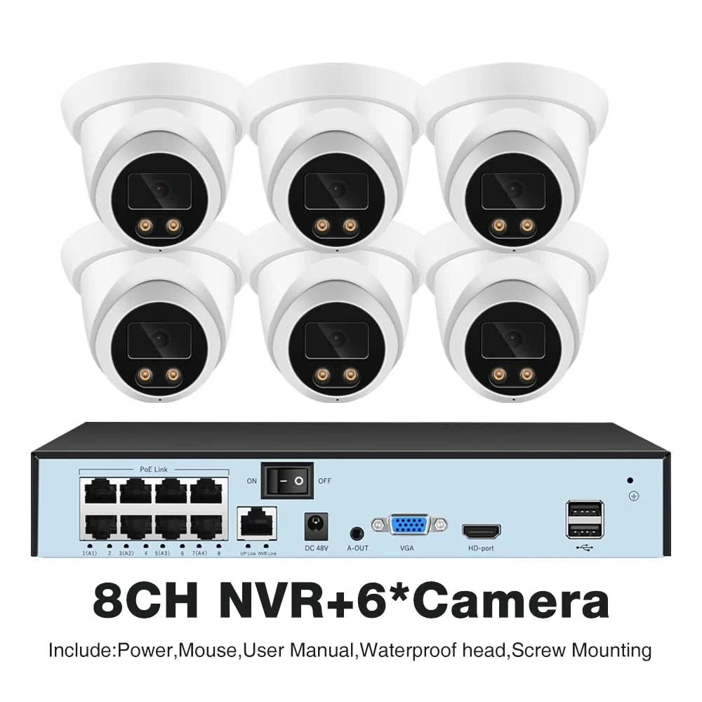 ASECAM Überwachungskamera-System 8MP 4K POE NVR Kit CCTV Audio Außen AI Farb-Nachtsicht Home Videoüberwachungskamera
