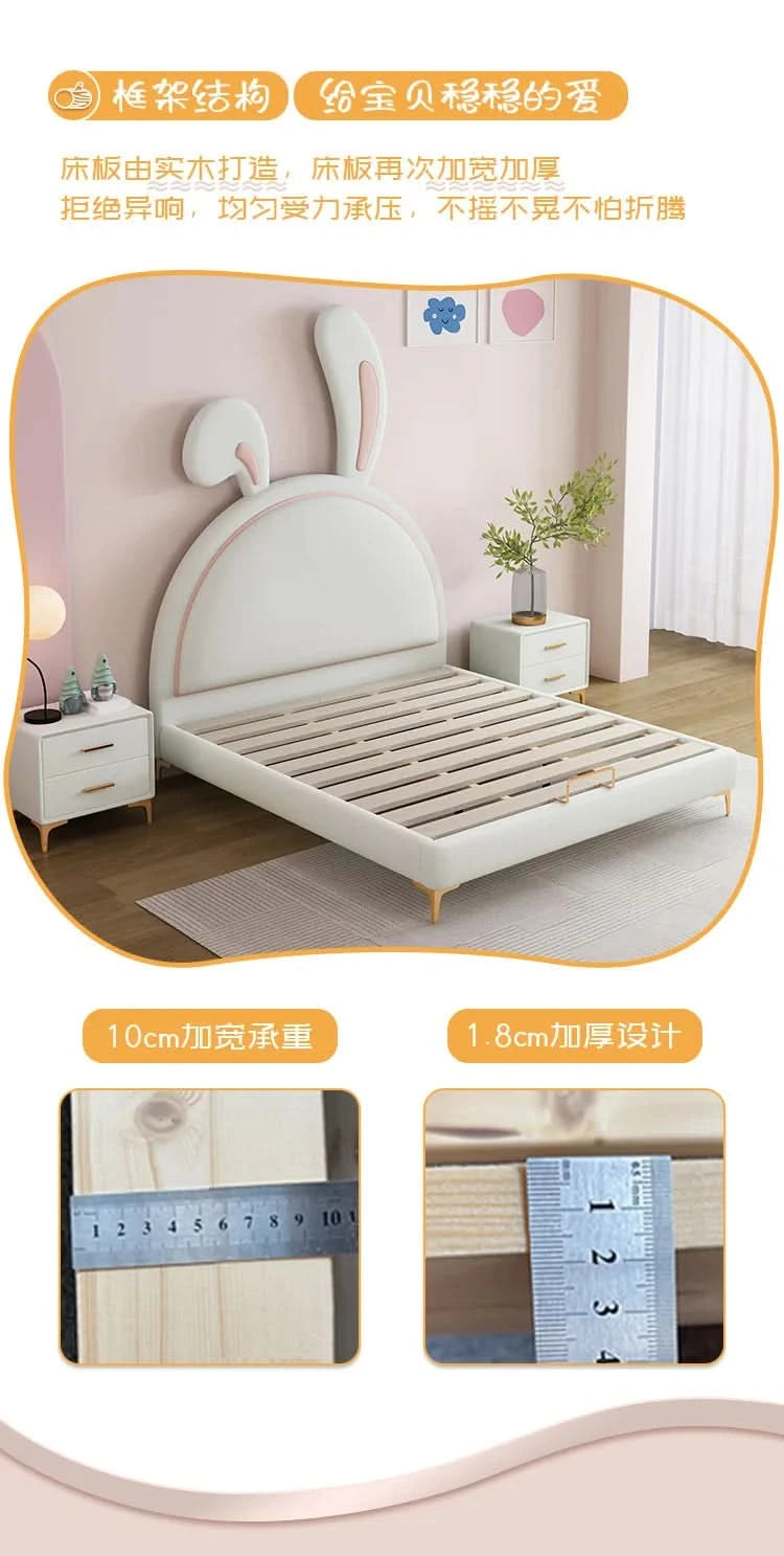 Children Room Bed Good Quality Rabbit Beds for Children Fabric Bed Simple Modern Soft Pack Bed Single Bed Bed for Girls