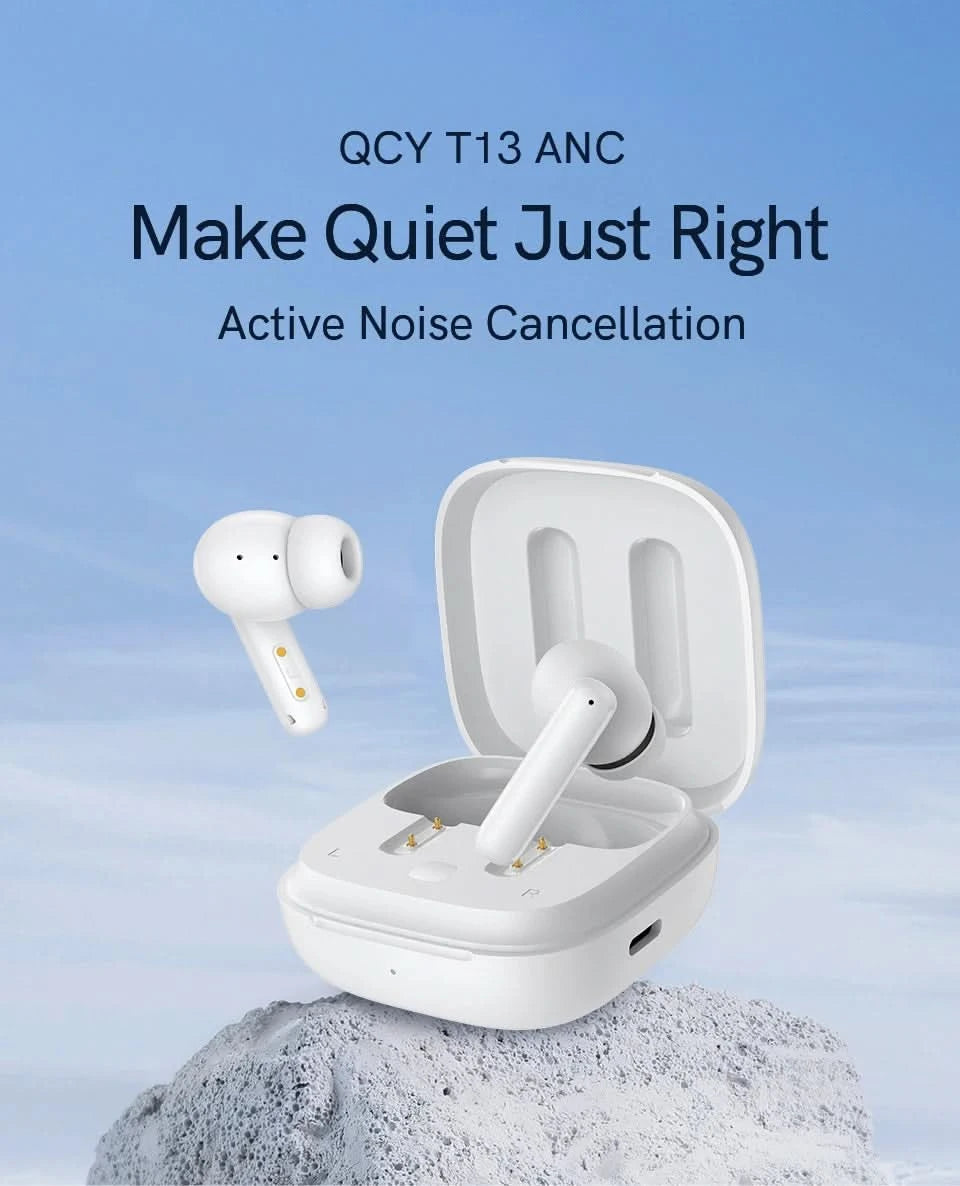 QCY T13 ANC Wireless Earbuds Bluetooth 5.3 TWS ANC Geräuschunterdrückung Kopfhörer 4 Mikrofone ENC Headset In-Ear Freisprech-Ohrhörer
