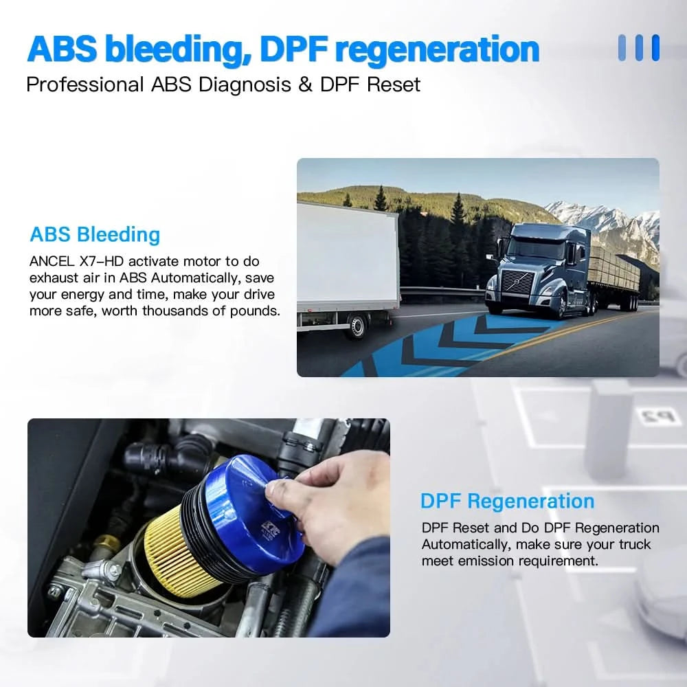 ANCEL X7HD Schwerlast-LKW-Scanner Volles Systemdiagnosetool Bidirektionales Diesel-Scan-Tool mit über 40 Reset- und DPF-ECU-Codierungsfunktionen