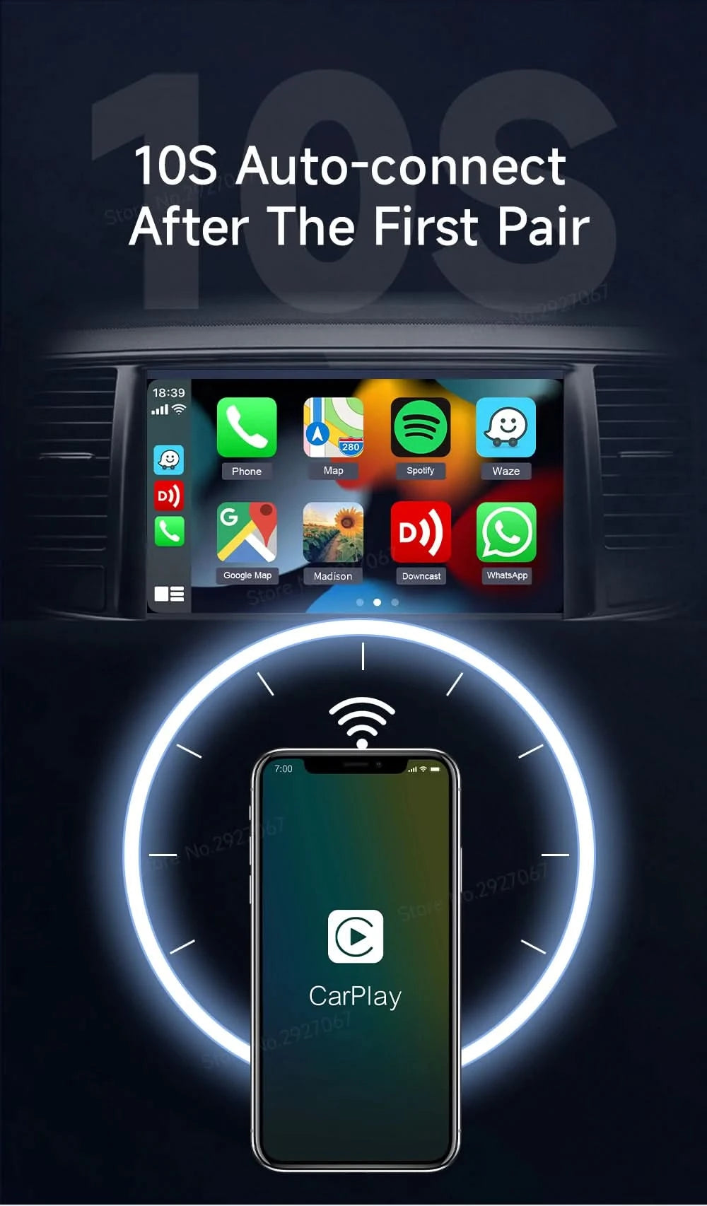 CarlinKit 5.0 4.0 Wireless CarPlay Adapter Android Auto Dongle Multi-Device Supported Wired To Wireless CarPlay Box Automatische Verbindung
