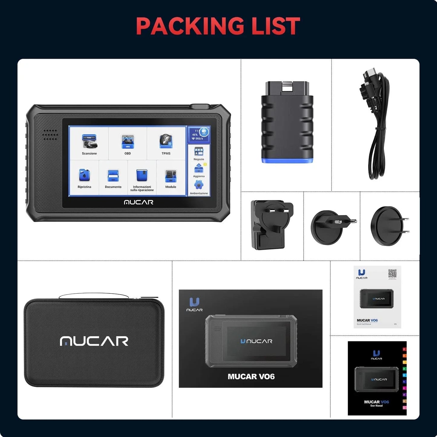 MUCAR VO6 OBD2 car Diagnostic tool full system auto scanner code reader ABS Engine 28 resets oil scan tools lifetime free update