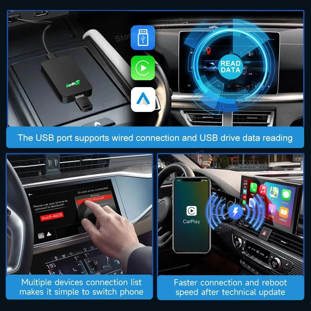 CarlinKit 5.0 4.0 Wireless CarPlay Adapter Android Auto Dongle Multi-Device Supported Wired To Wireless CarPlay Box Automatische Verbindung