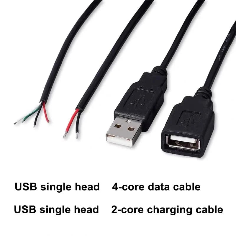 1/5/10pcs 30cm Power Supply Cable 2 Pin USB 2.0 A Female Male 4 Pin Wire Jack Charger Charging Cord Extension Connector DIY 5V