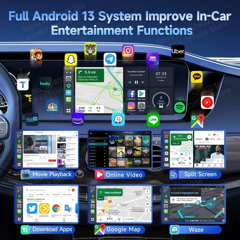 2026 CarlinKit CarPlay AI Box Android 13.0 SM6225 8-Core Android Auto Wireless CarPlay Adapter 2.4+5GGPS 64G 128G FOTA-Upgrade