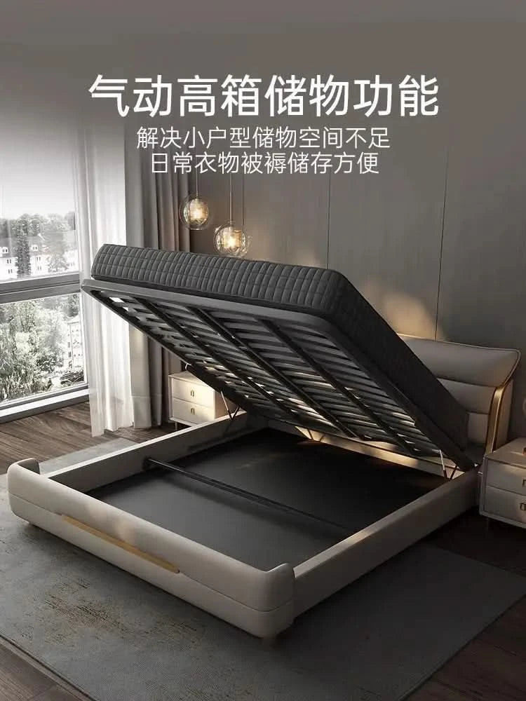 Modern Aesthetic Bed Multifonction Organiser King Size Double Bed Storage Space Marco De Cama Queen Moderno Luxury Furniture