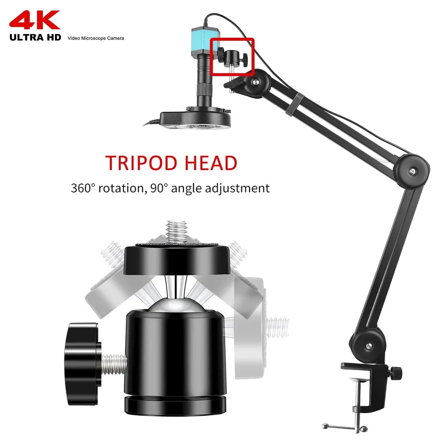 Full HD 4K Electron Microscope For Soldering IMX415 48MP HDMI USB Digital Camera 150X Lens Reinforced Bracket Reduces Vibration