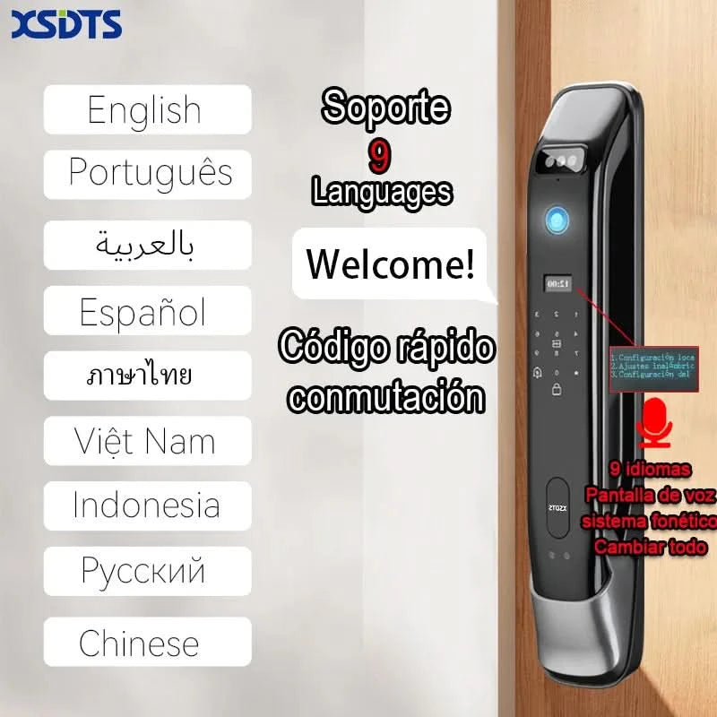 XSDTS Wifi facial Electronic lock biometrics Fingerprint Smart Door Lock Password 3D face recognition Camera Electronic Lock