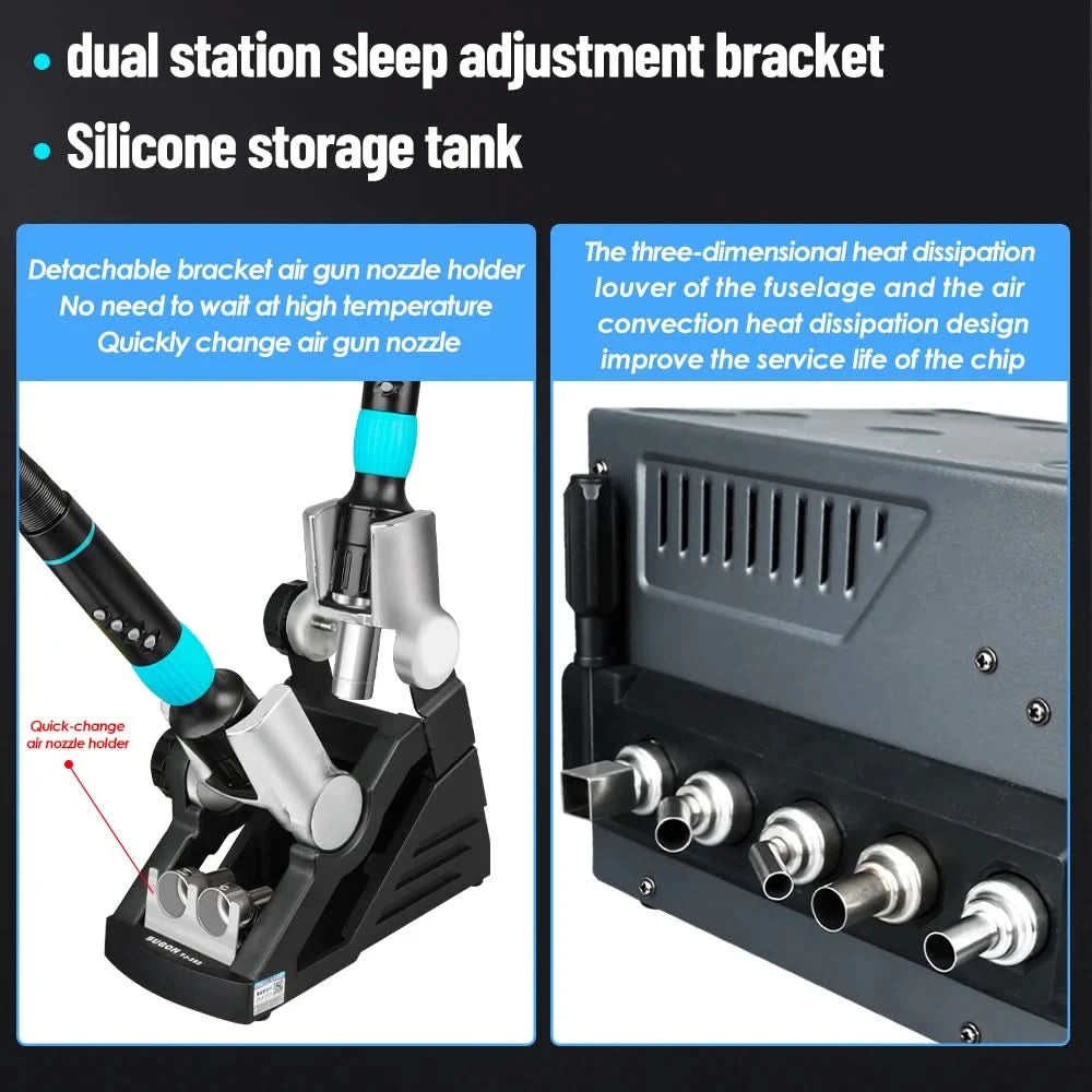 SUGON 8650pro 1300W Heißluft-Nacharbeitsstation 3-Modus Digitalanzeige Intelligente BGA-Nacharbeitsstation für BGA-Leiterplattenchip-Reparaturwerkzeug