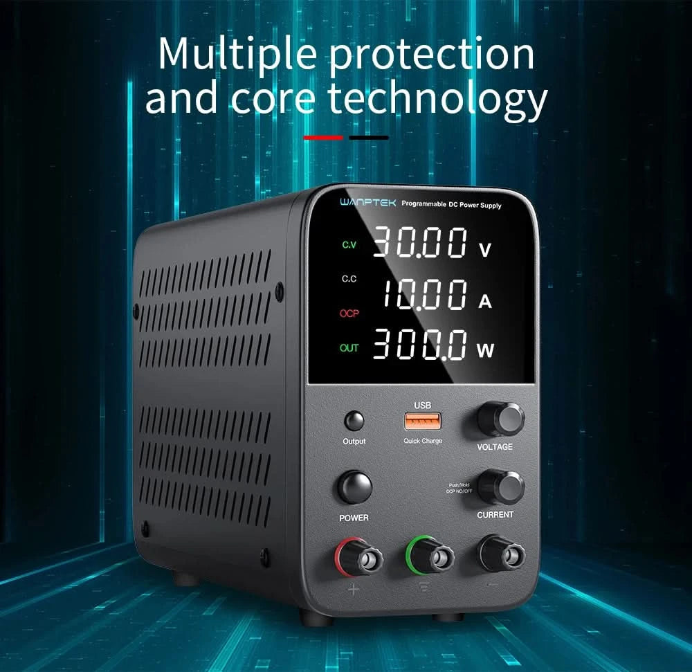 Wanptek Einstellbares Gleichstromnetzteil 30V 10A 60V 5A Labornetzgerät Stabilisiertes Netzteil Spannungsregler Schalter 220V