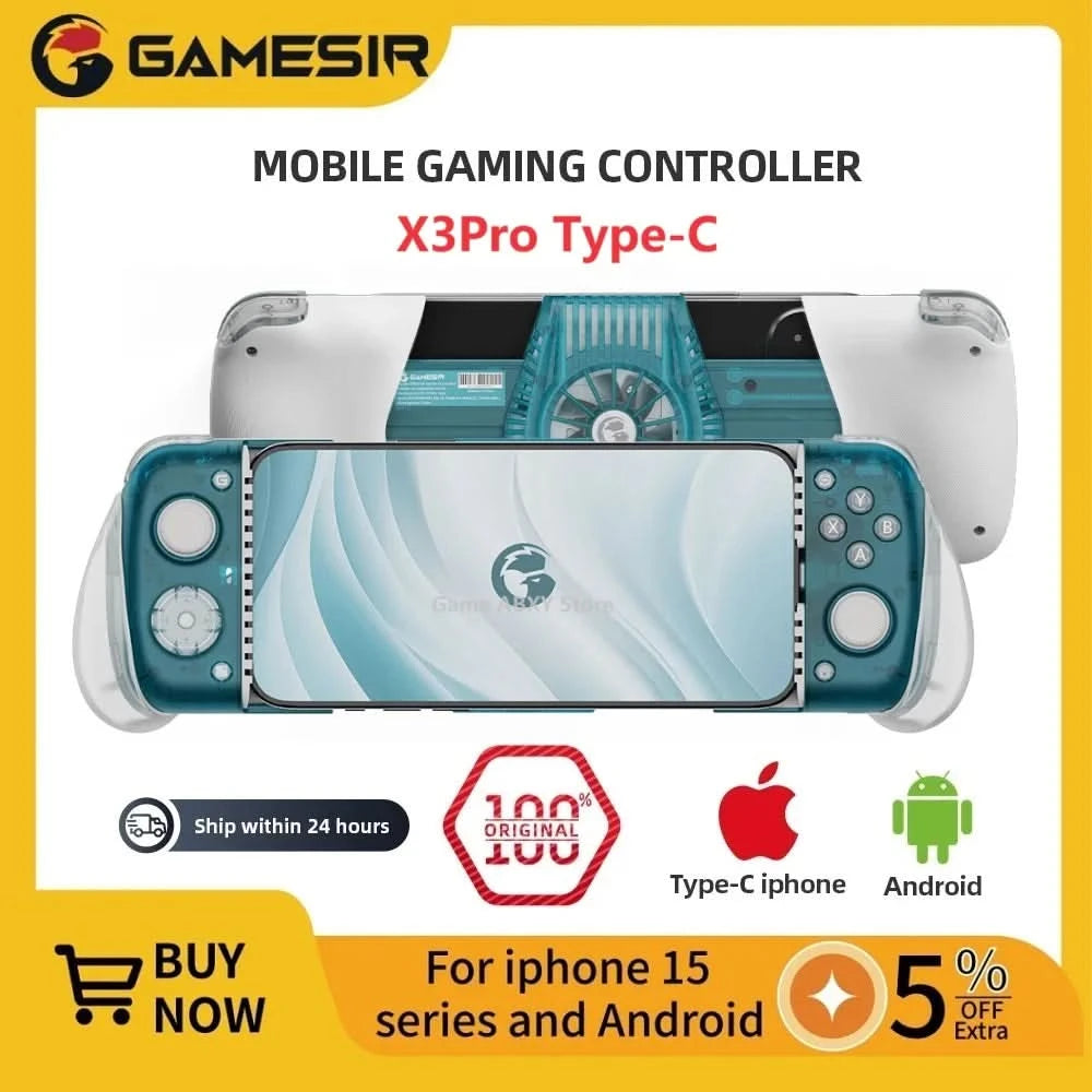 GameSir X3Pro Type-C Stretching Gaming Controllers With Cooler Hall Effect Dual Rumble Motors For Android Phones Custom Handle