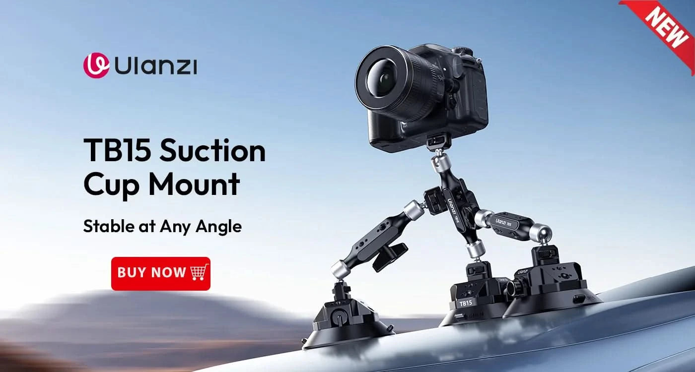 Ulanzi Car Phone Action Camera Holder Hand Pump Suction Cup 360° Adjustable 1/4" for GoPro for Insta360 DJI Action Smart Phone