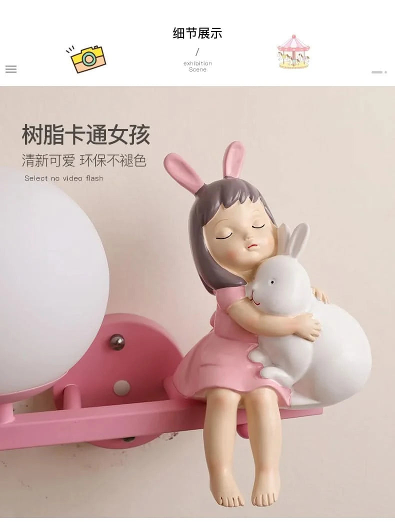 Children's Room Bedside Wall Lamp Girl Boy Wall Art Sconce Creative Cartoon Eye Protection Led Home Decoration Salon Home