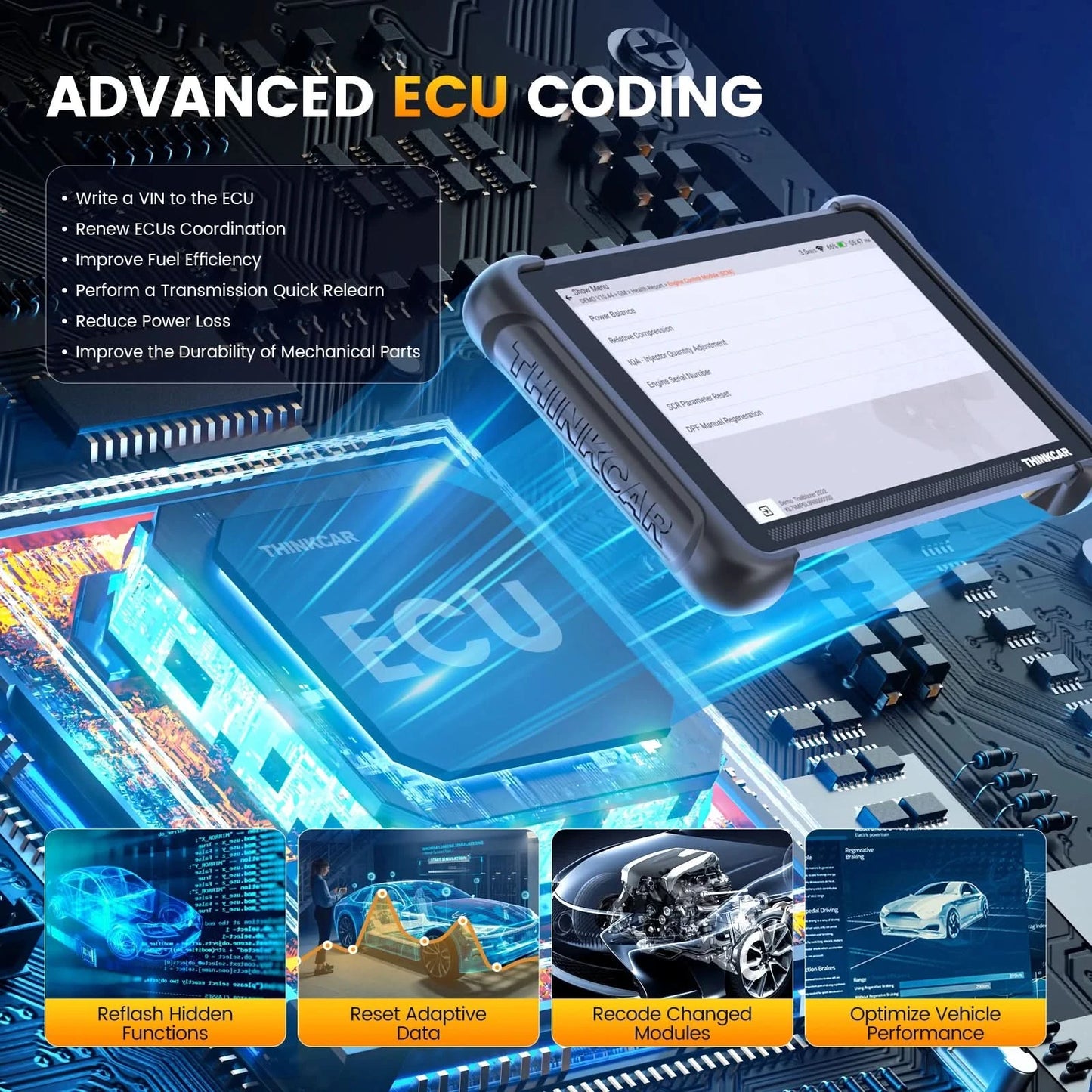 Globale Version THINKCAR THINKSCAN 689BT OBD2 Diagnosegerät DOIP CANFD Bidirektionale ECU-Codierung 35 Rücksetzungen Lebenslange kostenlose Updates