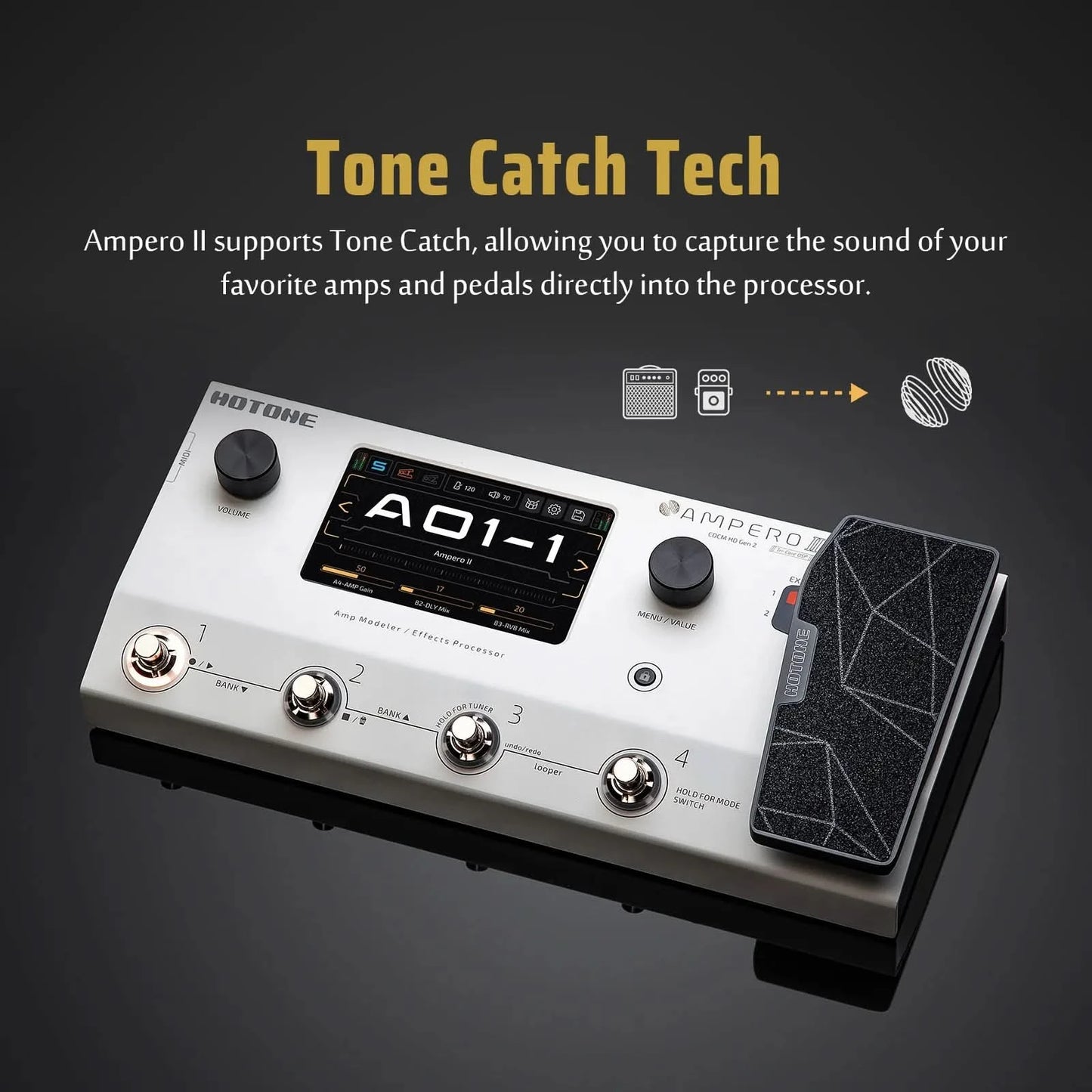 HOTONE New Ampero II MP-350 Touch Screen Guitar Bass Amp Modeling Multi-Effects Pedal Dual Effect Chains with Expression Pedal