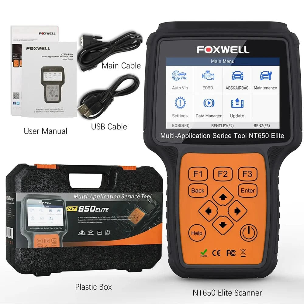 FOXWELL NT650 Elite Kabelloser OBD2 Automotive Scanner SAS A/F OIL EPB BRT TPS 26+ Reset Professionelles Auto Diagnosewerkzeug