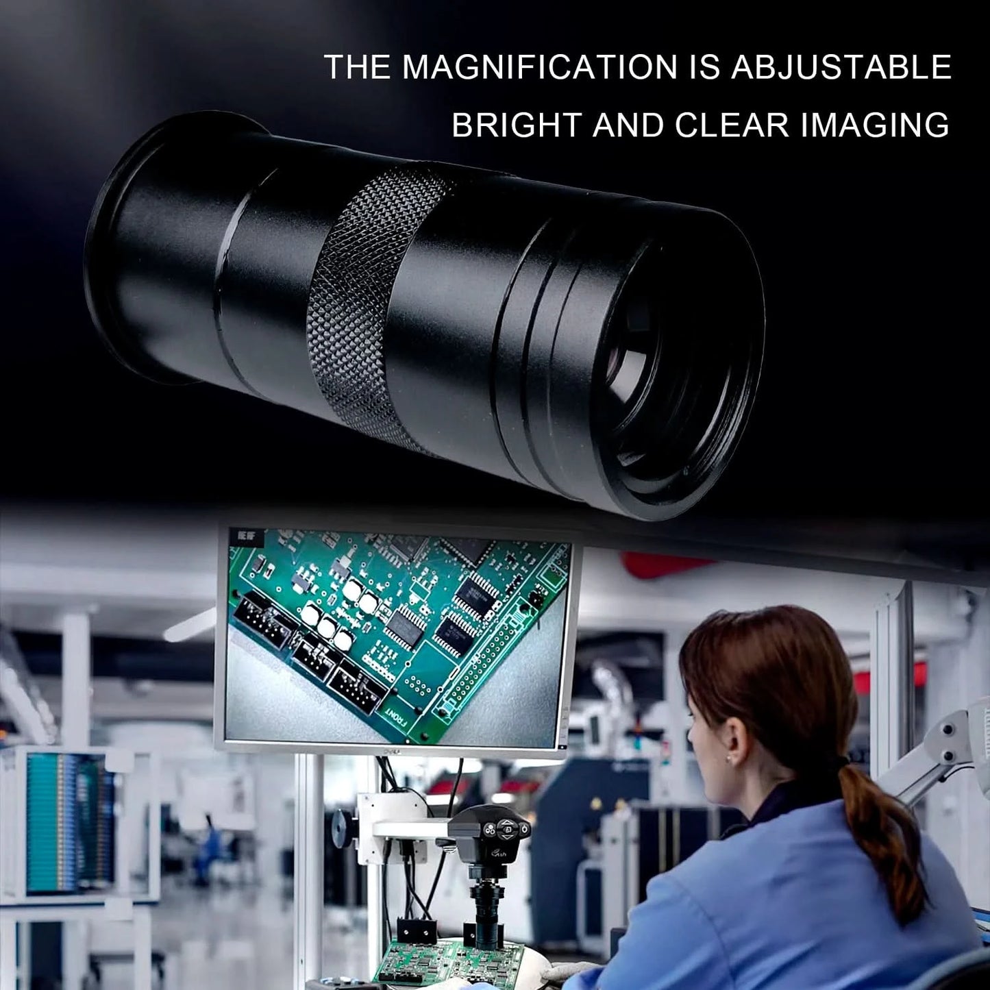 1080P 4K HD Industrial Microscope Digital Camera Via USB-C Measurement  215X/180X/130X C-Mount Lens For PCB Soldering,no base