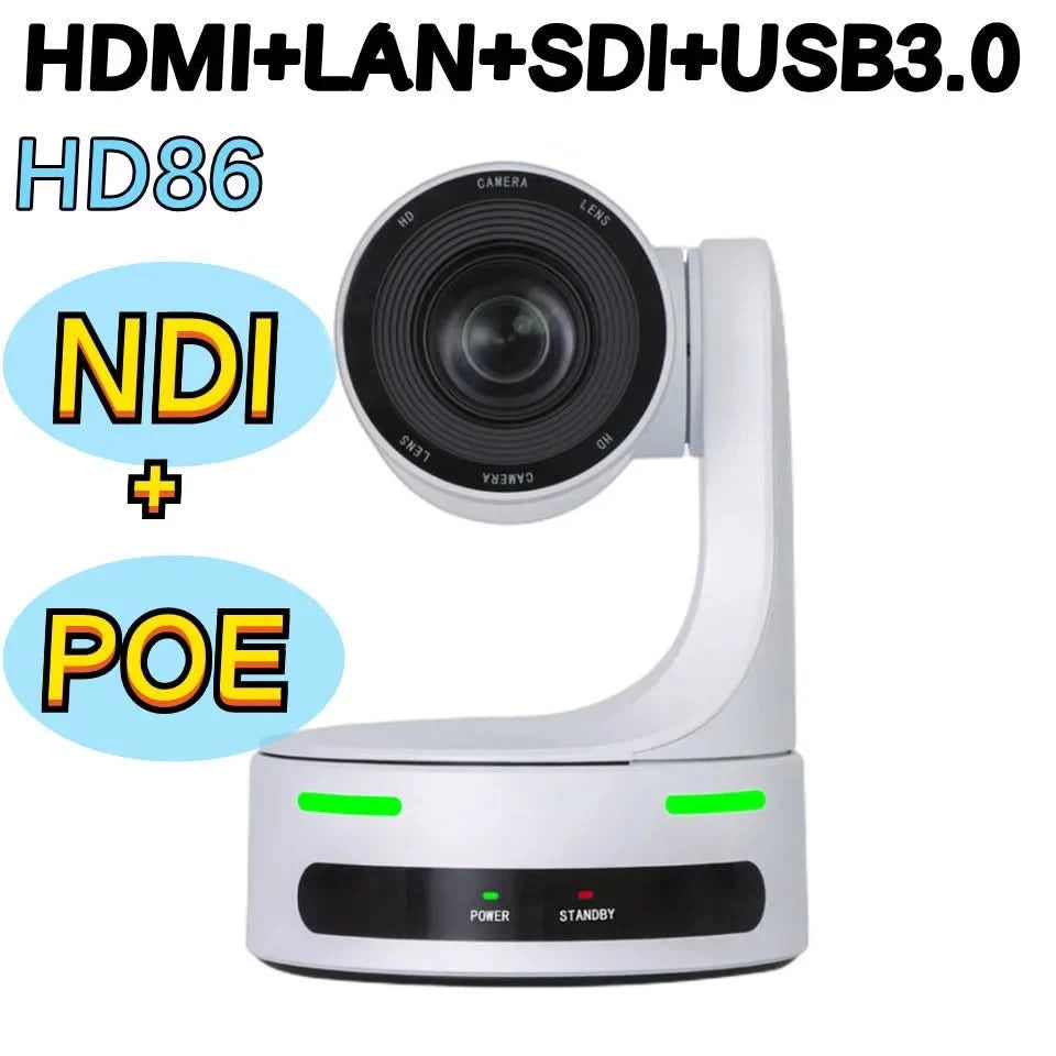 NDI HX PoE Kirchen-PTZ-Kamera 12/20-fach Zoom 60fps USB HDMI LAN SDI Steuerung für Videokonferenzen, Rundfunk, YouTube mit Tally-Leuchte