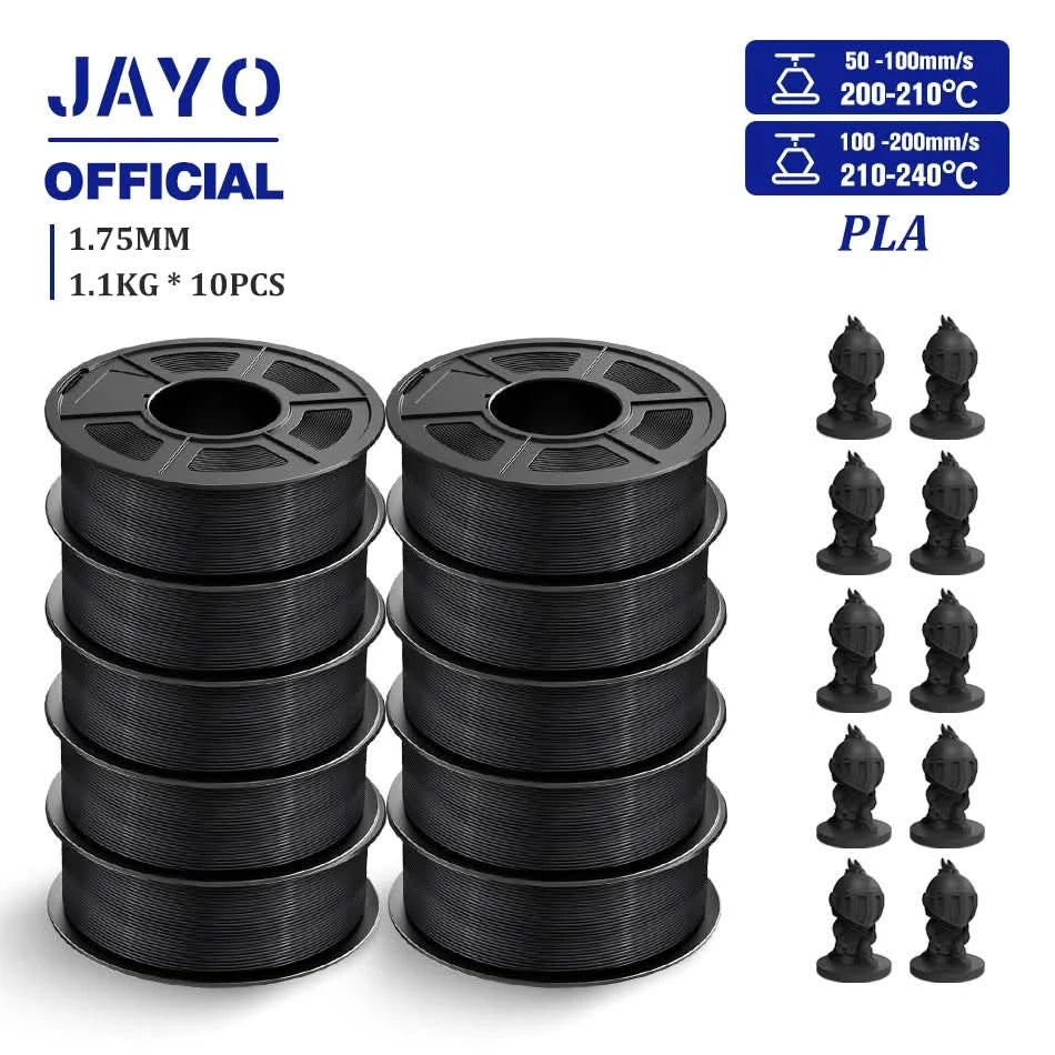 JAYO 3D Filament 1.75mm PLA / PLA Plus / PLA Meta/ Seiden-PLA+/PLA Matt 3D-Drucker-Filament 1.1KG Für FDM Multicolor Set 10 Rollen