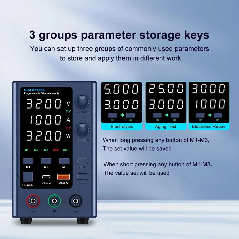 Wanptek Laboratory Power Supply Adjustable 30V 60V 120V For Phone Repair Regulated Lab Bench DC Power Supplies
