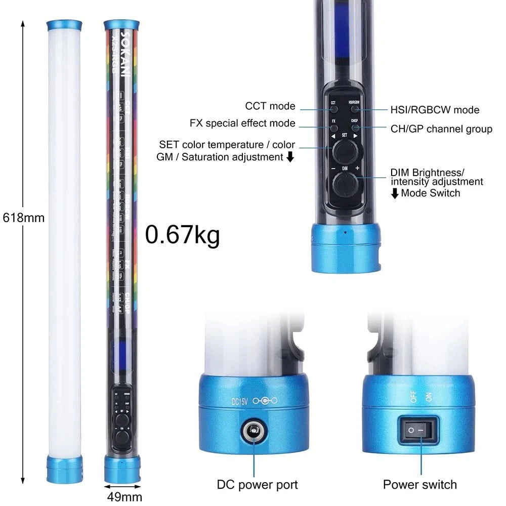 Sokani X25 RGB LED-Videoleuchte, Handheld Tube Wand Stick Licht, CTT Fotografie Beleuchtung, 3000mAh, APP-Steuerung für YouTube Tiktok