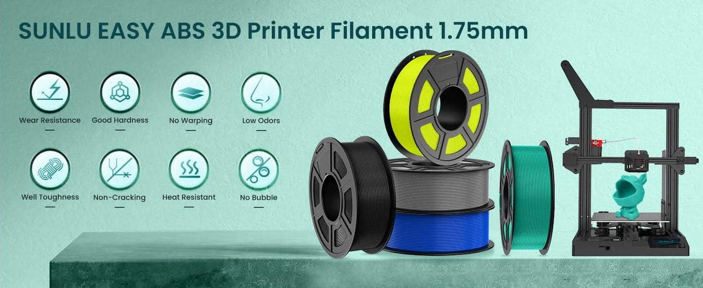 SUNLU 10KG 3D Filament PLA/PLA PLUS/PETG/Easy ABS Filament 1.75mm 10 Rollen 1KG sauber gewickeltes 3D-Drucker-Filament für 3D-Drucker