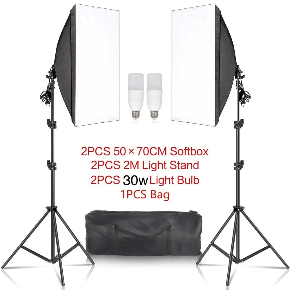 Studio-Kit Foto Softbox Lichtbox Beleuchtung Einzelne Led-Lampe mit Stativ Fotografie Shooting Soft Box Blitz E27 Zubehör