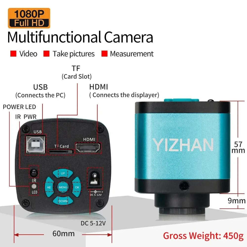 YIZHAN 4K UHD Elektronisches Digitalmikroskop 1080P 60FPS Video Industrielöt-/Schweißkamera 150X Objektiv Klappständer für PCB-Reparatur