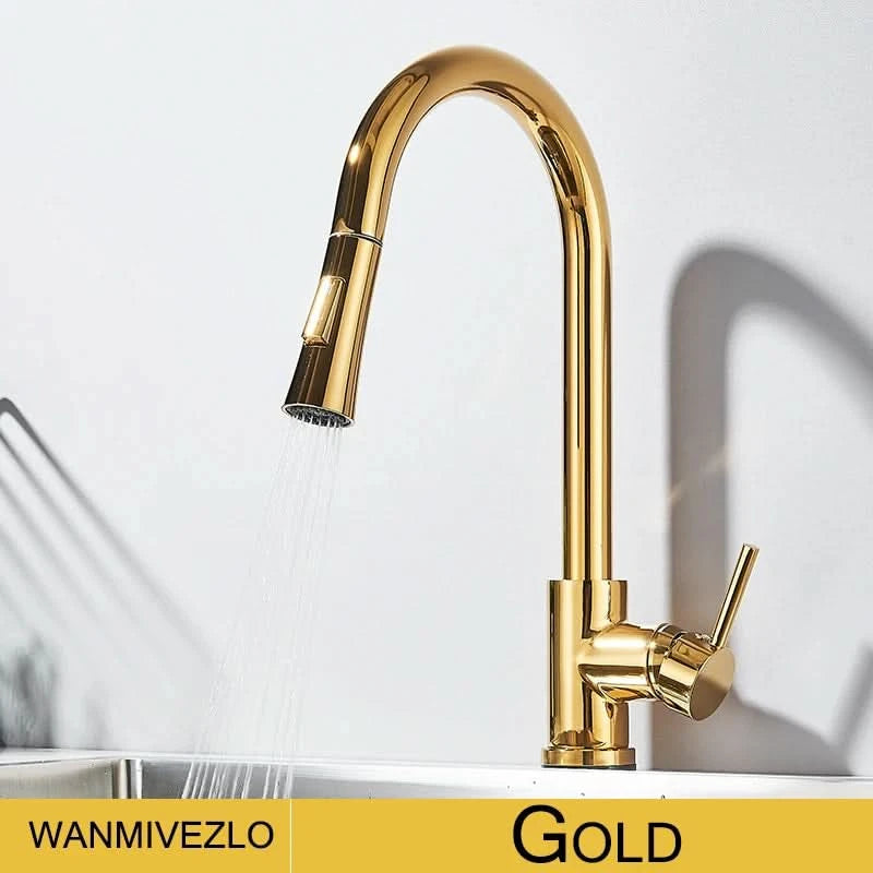 Wanmivezlo Pull Out Kitchen Faucets 360° Rotation Kitchen Mixer Tap Single Lever Mixer Tap Kitchen Sink Cold Hot Water Tap