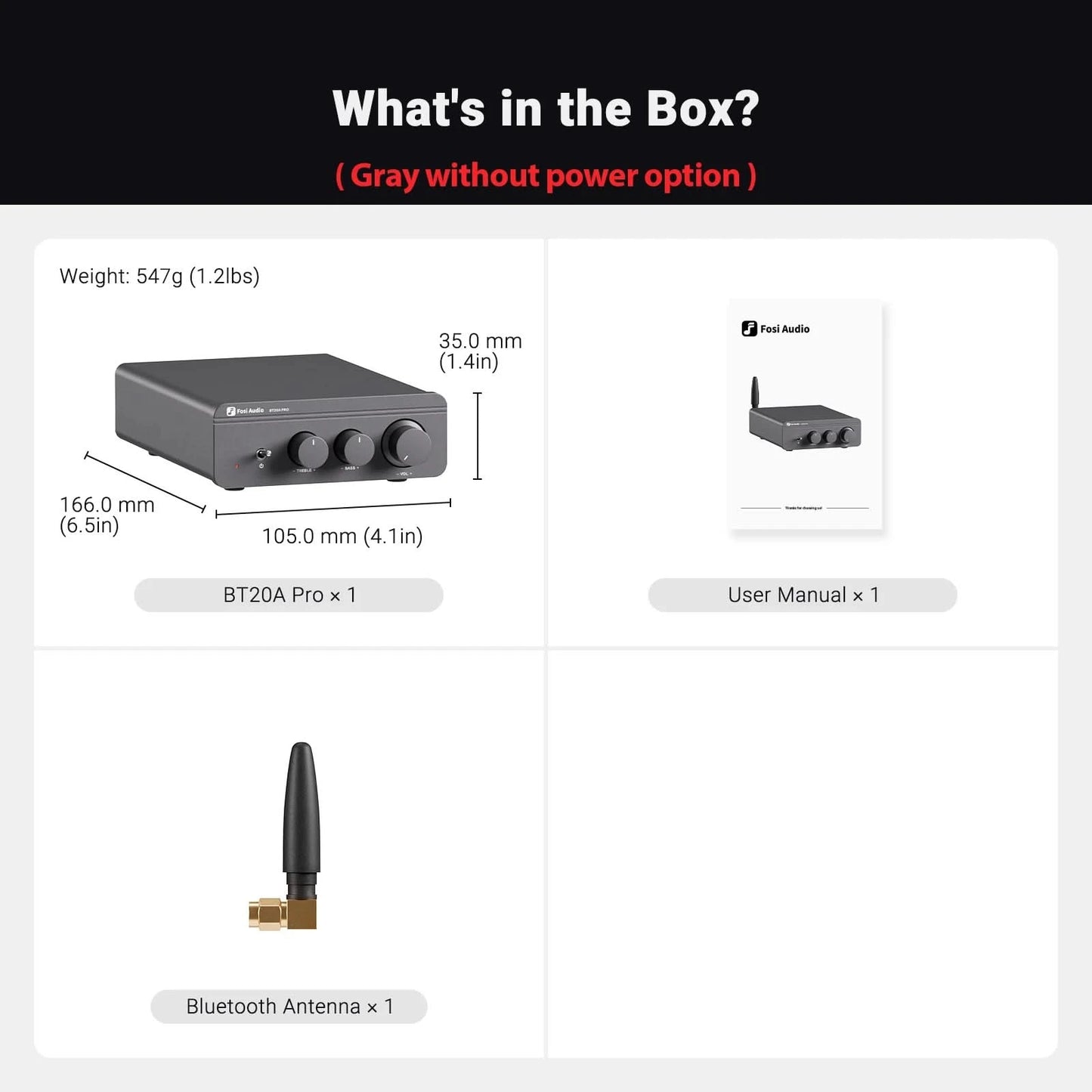 Fosi Audio BT20A Pro TPA3255 Bluetooth Sound-Endstufe 300W x2 Mini HiFi Stereo Class D Verstärker Bass Höhen für Heimkino