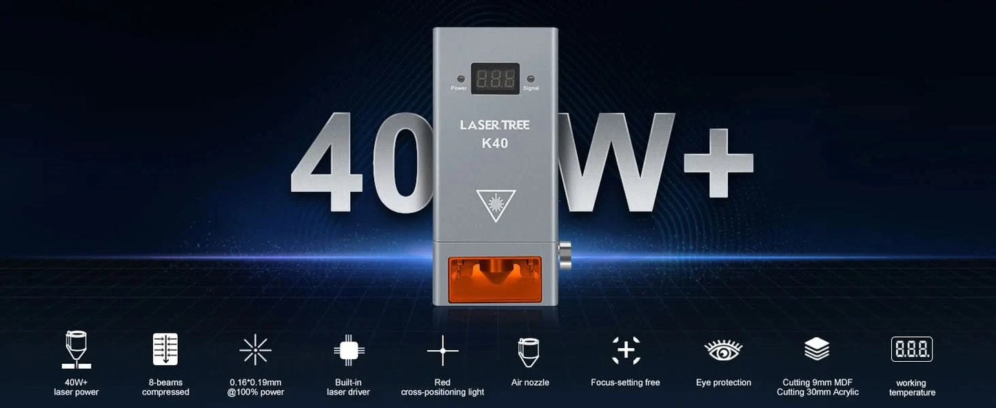LASER TREE Lasermodul 4W 5W 10W optische Leistung mit Air Assist Laserkopf 450nm TTL Blaulicht Graveur Schneiden Holz DIY Werkzeuge