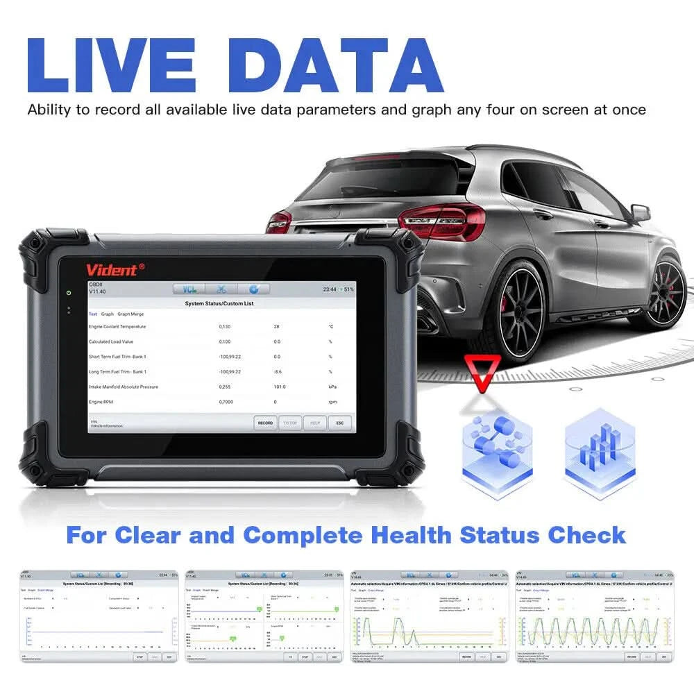 VIDENT iSmart800 Pro OBD2 Scanner, vollständiges System, Fahrzeugdiagnosetool, Schlüsselprogrammierung, bidirektionale Steuerung, über 40 Reset-Funktionen, CAN FD & DoIP