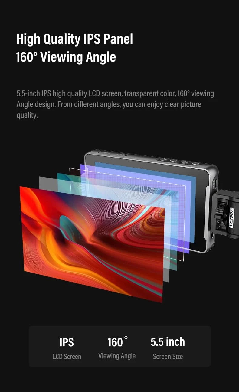 VILTROX DC-550 5,5 Zoll Professioneller Kamerastudio-Monitor 4K 30Hz HDMI Touchscreen Feld 3D LUT Director Monitor 1920x1080